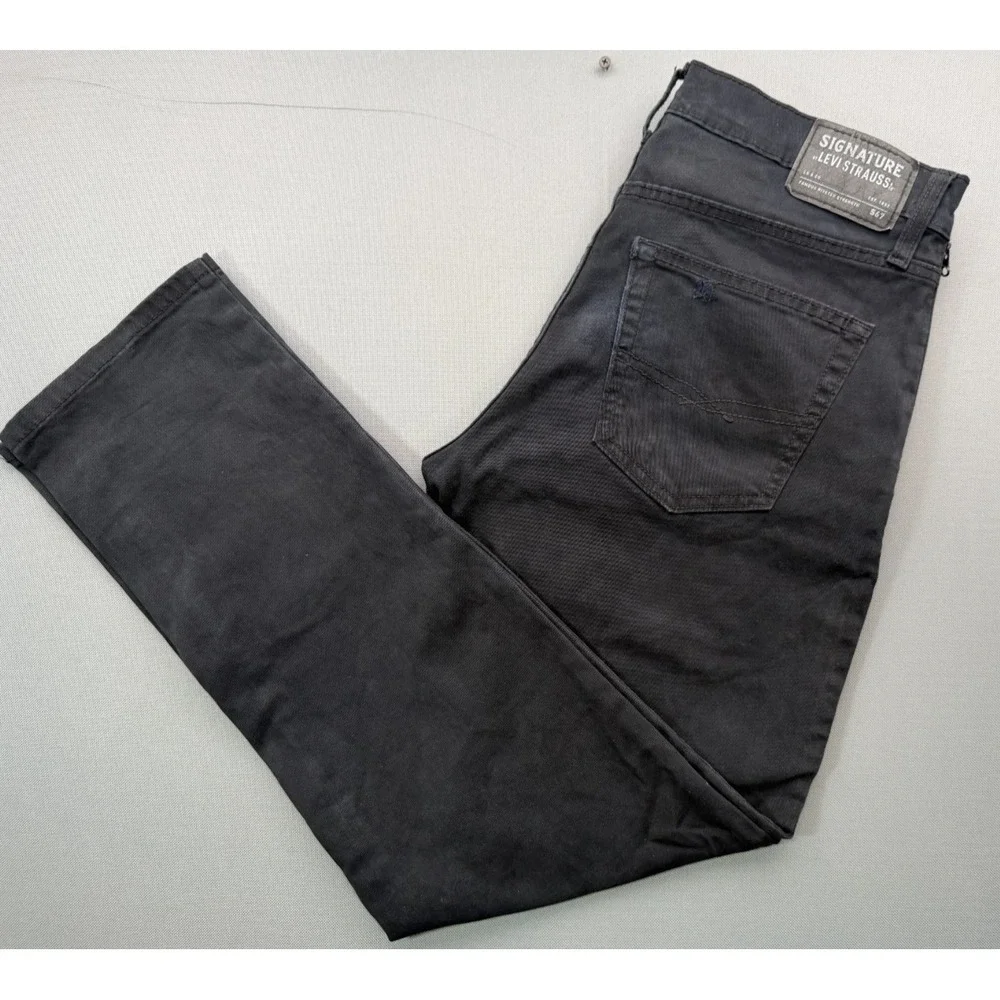 Signature by Levi Strauss S67 Athletic Fit Pants Black Stretch | Men's 32x32